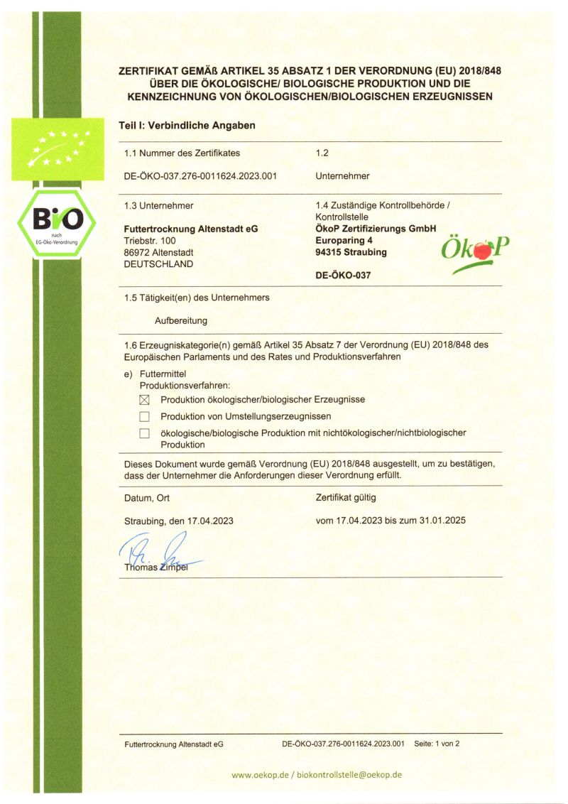 Bio Zertifikat