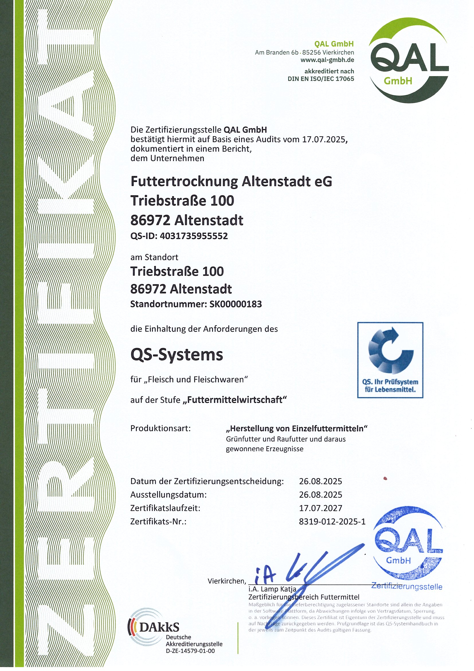 QS Qualität und Sicherheit