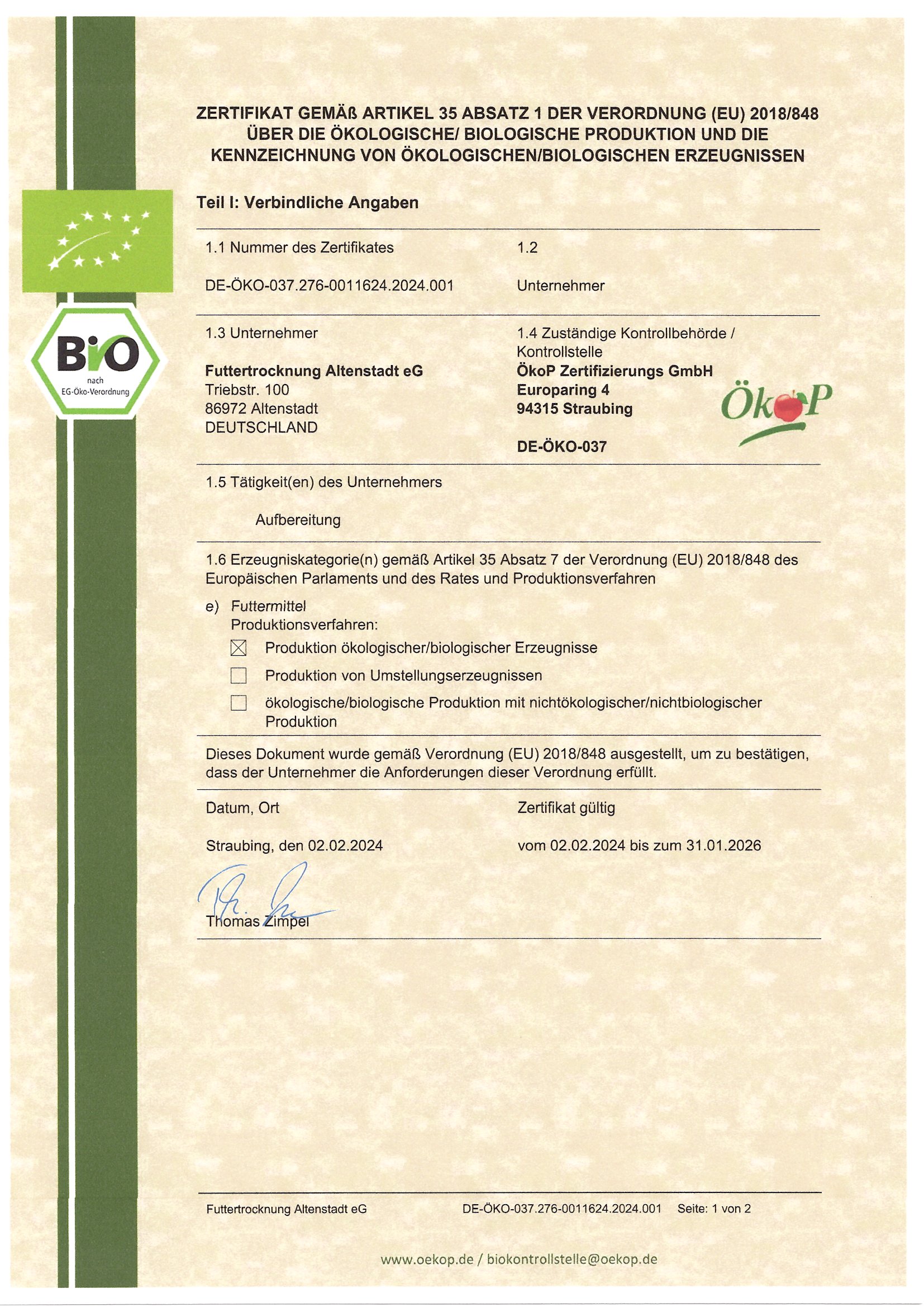 Bio Zertifikat